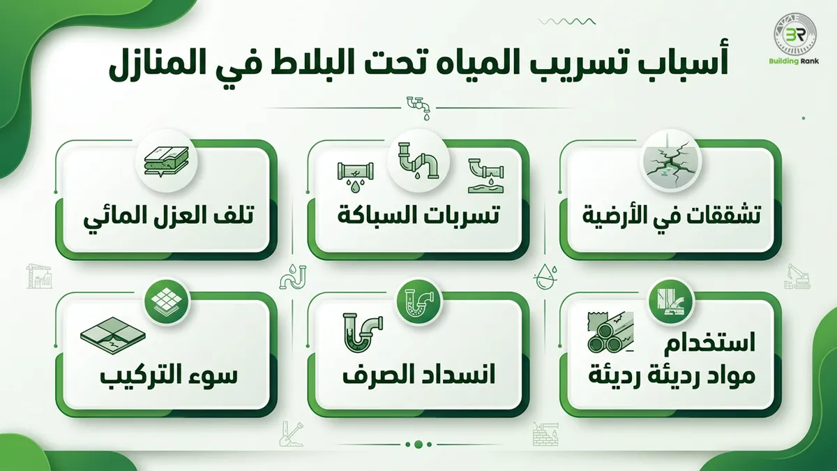 معالجة تسريب المياه تحت البلاط