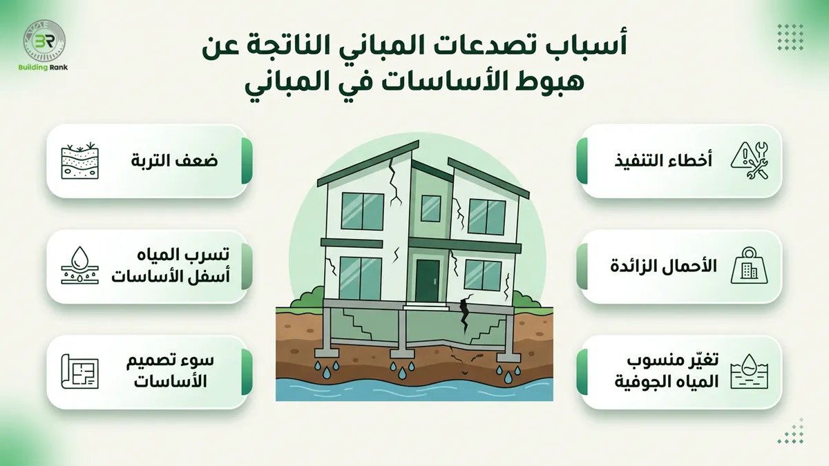 تصدعات المباني الناتجة عن هبوط الأساسات