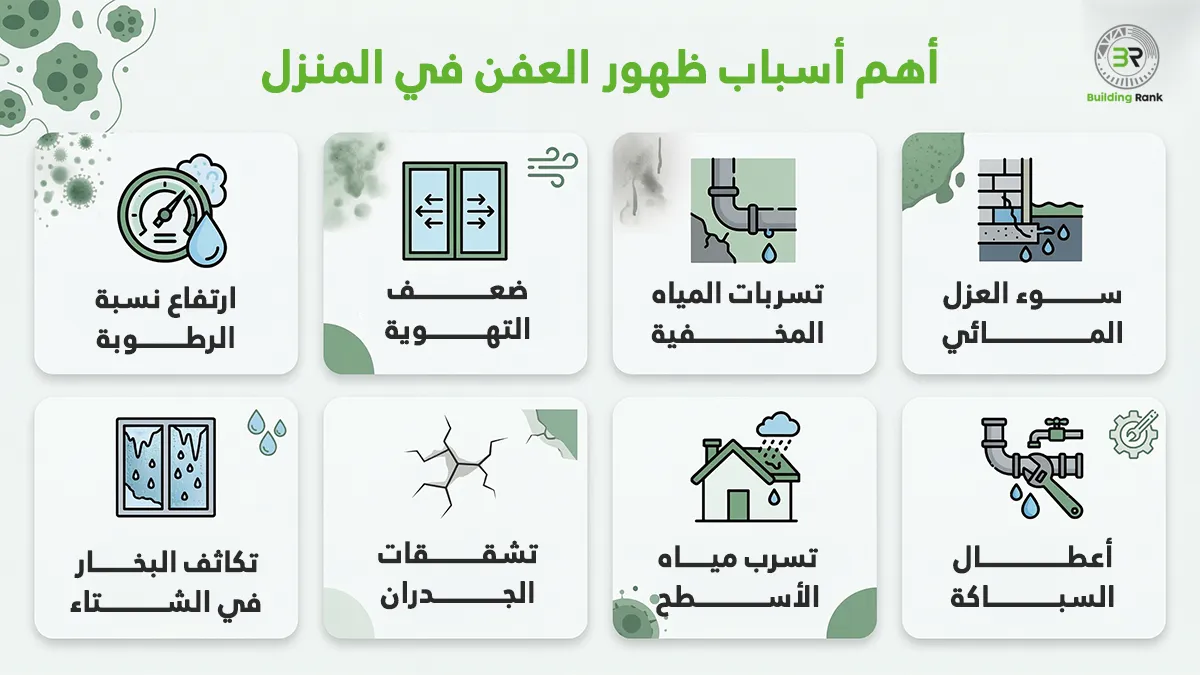 أسباب ظهور العفن في المنزل