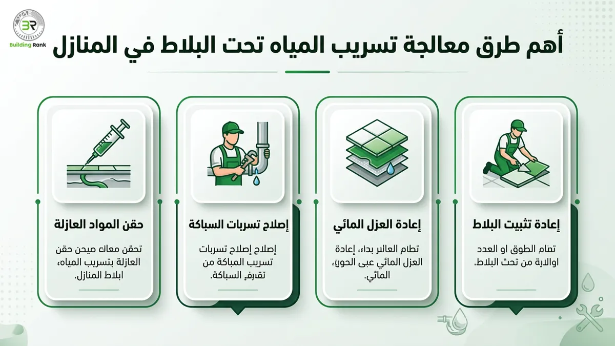 معالجة تسريب المياه تحت البلاط